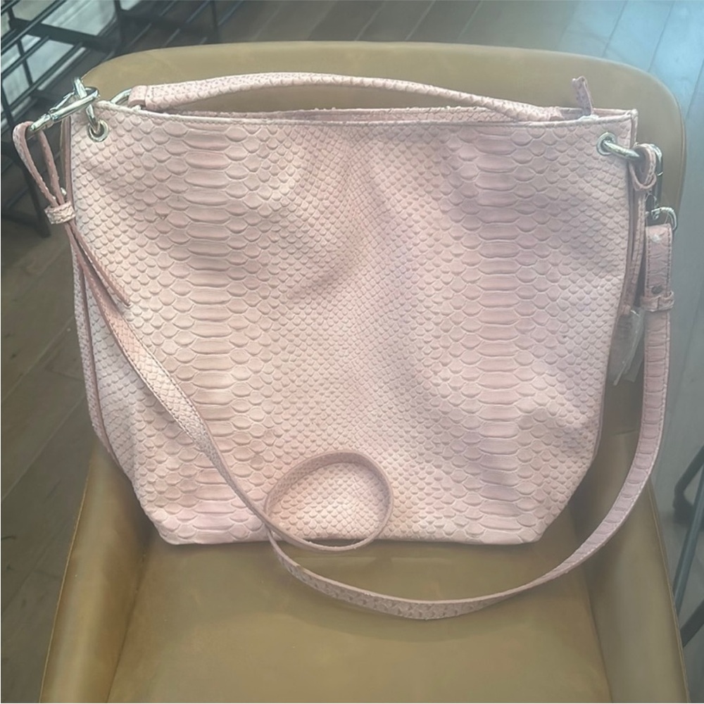 Furla Textured Pink Leather Shoulder Bag - Picture 1 of 6